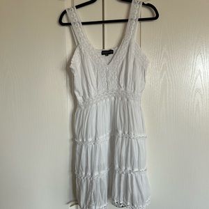 Venice Blue white crochet lace ruffle layered sundress size XL